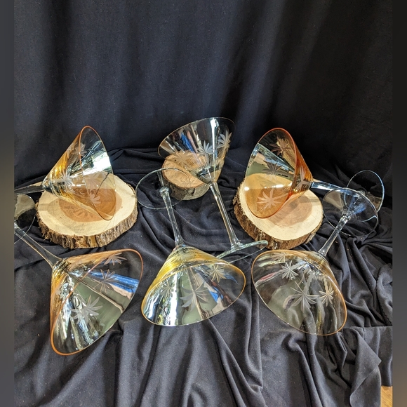 Set of 6 Etched Palm Tree Martini Glasses - Picture 11 of 14